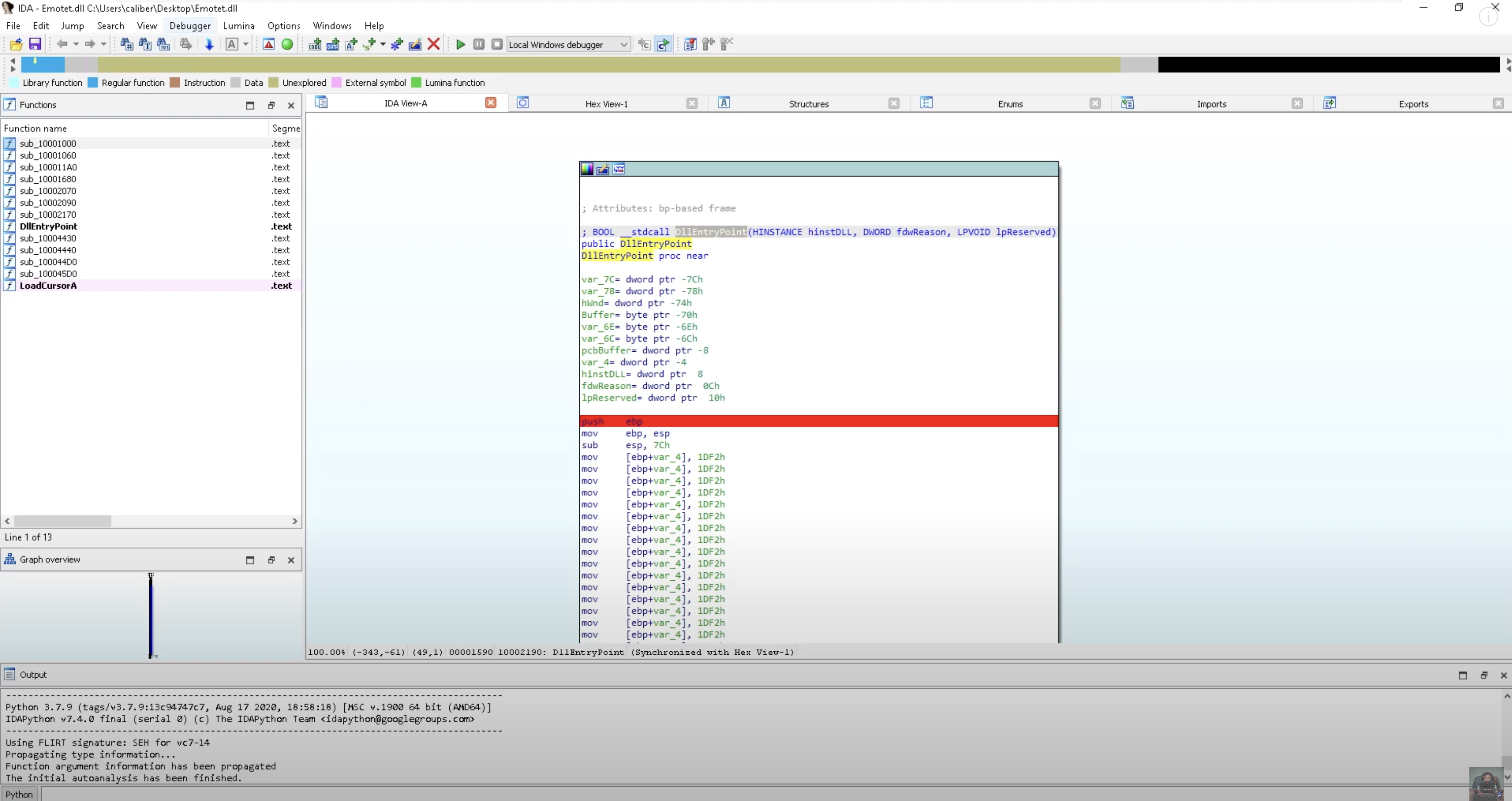 Debugging DLL Files with IDA Disassembler