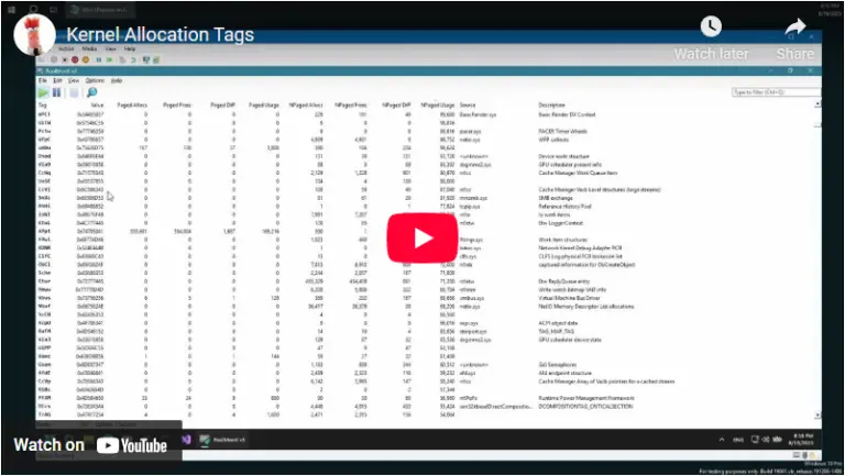 kernel allocation tags in Windows