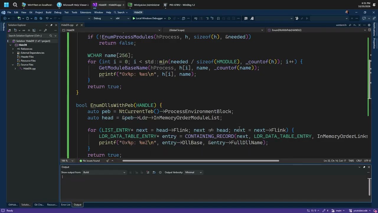 Hiding a DLL from the PEB Loader List (And Why Process Explorer Still Sees It)